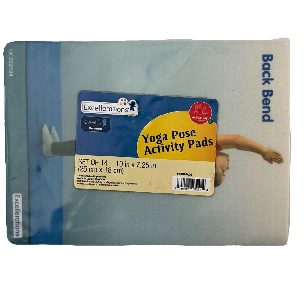 Kids Yoga Pose Activity Pads (14) NEW 10” x 7.25” Exercises Ages 3+ Anti-Slip
